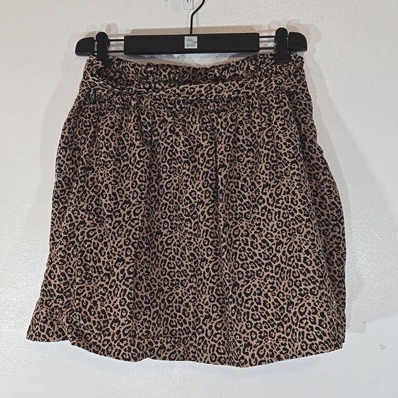 American Eagle Leopard Print Black & Brown Paper Bag Waist Mini Skirt Large - Picture 5 of 9